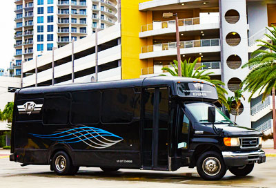 opulent wide party bus exterior look
