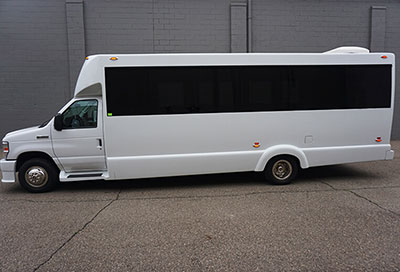 white limo bus exterior