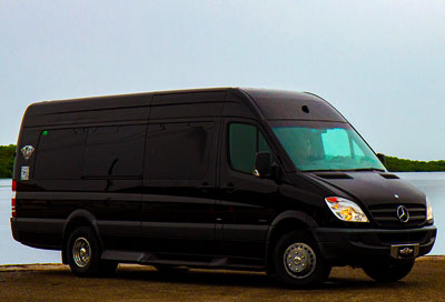 luxurious black mercedes party bus