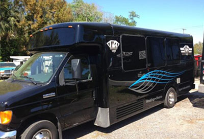 luxurious limo bus exterior