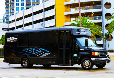 exterior look of a party bus rental