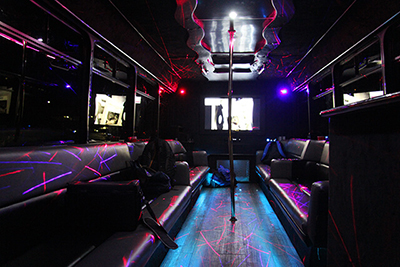 luxurious interior of a limo bus