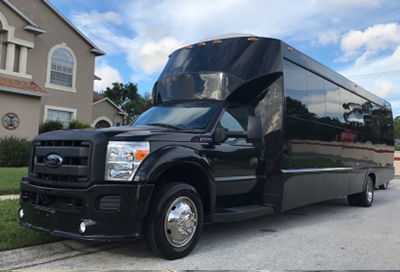 impressive exterior of a party bus rental