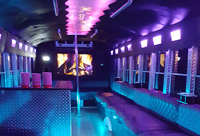 interior neon atmosphere of our party buses