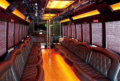 luxurious black party bus exterior