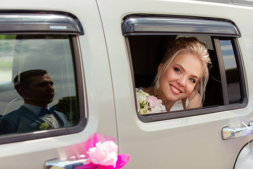luxurious limousines as wedding transportation